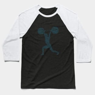 Weightlifting Strong Silhouette Shape Text Word Cloud Baseball T-Shirt
